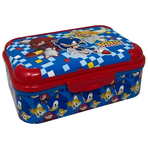 CARTOON Portamerenda deluxe Sonic contenitore per snack in plastica BPA Free 16,5×12×6,5 cm chiusura a scatto, riutilizzabile e sicuro Lunch Box per bambini