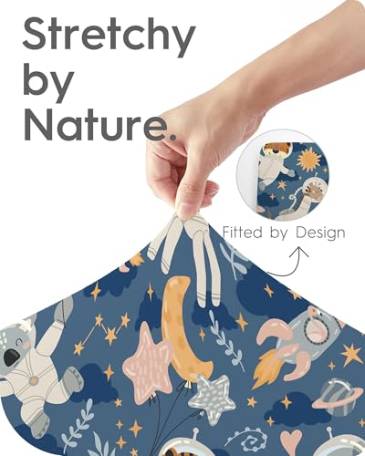 Image of Graco Pack and Play Sheets Fitted, TotBasic Ultra Soft Mini Crib Sheets Boy, Neutral Pack N Play Mattress Sheets Hypoallergenic and Soothing, Premium Jersey Playrad Sheets, 2 Pack (Dino Space)