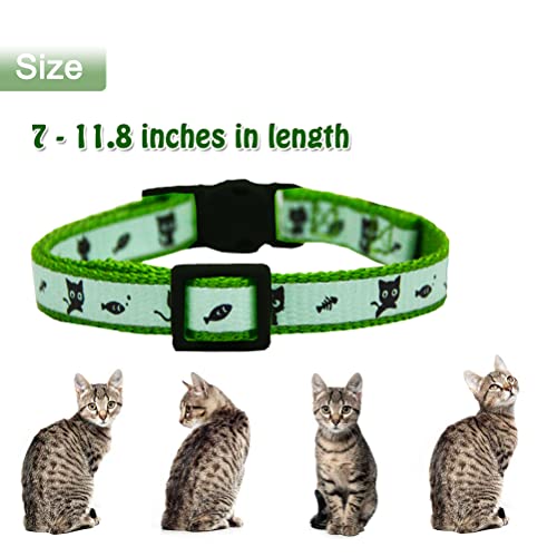 Image of 2 Pack Glow in The Dark Cat Collar with Bell Breakaway Safety Cat Puppy Collars with Pendant Green and Yellow
