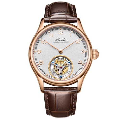 HEMUDU Original Tourbillon Mechanical Skeleton Watch, Sapphire Waterproof Stainless Steel Luxury Wristwatch