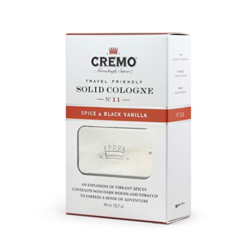 Cremo Spice & Black Vanilla Travel Friendly Solid Cologne, An Explosion of Vibrant Spices, Tobacco and Black Vanilla.45 Oz