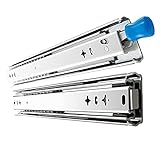 1 Paar (2 Stück) 3-teilige Hochleistungs-Schubladenschienen mit Vollauszug, geräuscharme Gleitschiene mit Verriegelung, leise und leichtgängig, Kugellager-Schubladenschienen, Länge 25,4–142,2 cm, Trag