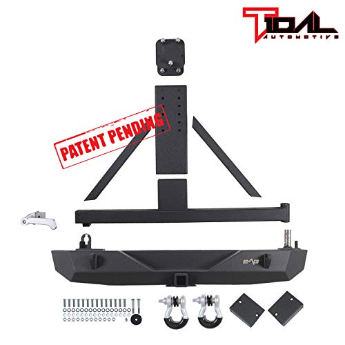 Tidal Rear Bumper With Tire Carrier Mount And Hitch Reciever Fit For 07-18 Wrangler Jk #TOP6