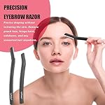Eyebrow Trimmer Kit, 7 in 1 Eyebrow Scissors, Tweezer, Razor, Gromming Scissors Brush for Women Men, Gifts for Stocking Stuffers - Black - Image 4