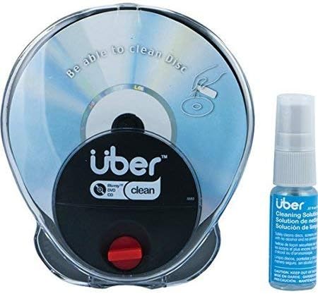 Uber Radial CD & DVD Cleaning System, Works with Blu-ray Discs, Includes Cleaning Solution, Great for Movies, Home Videos, Xbox and Playstation Games, PC Games, and Music, Black, 27308