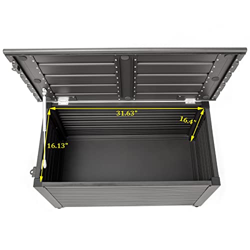 Tecspace 100Kg Bearing Capacity, Swimming Pool/Indoor/Outdoor Storage Box ，100% Aluminum Deck Box Outdoor/Indoor Storage Box Waterproof,Japanese Environmental Spray &Sun Protection Technology,Black Patio Storage Box For Cushion,Garden Tools,Pool Toys #TOP2
