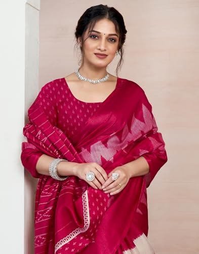 Image of SIRIL Women's Cotton Printed Saree With Unstitched Blouse Piece