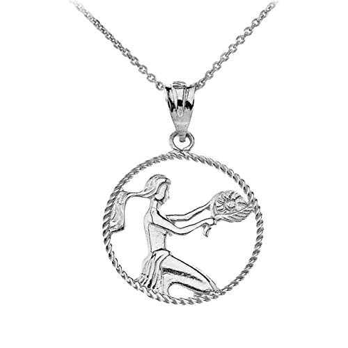 Astrology Jewelry Sterling Silver Zodiac Sign Horoscope Constellation Round Rope Charm Necklace