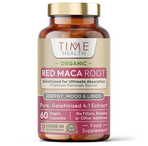 Organic Red Maca Root - 2000mg per Capsule - Peruvian Source - Gelatinized for Absorption - UK Manufactured - Pullulan (60 Capsule)
