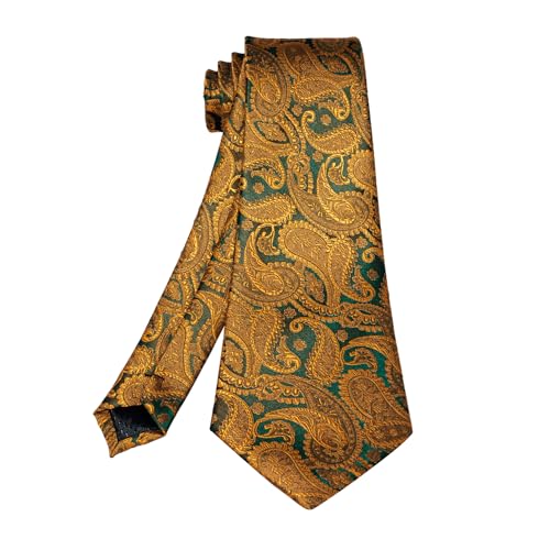 Image of 5PCS Mens Premium Silk Tie, Pocket Square, Cufflinks, Drilled Tie Ring and Lapel Pin Set for Wedding Groom Party