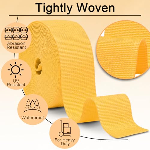 Image of CooBigo 12 Yards Webbing 1 inch & 1.5 inch & 2 inch Polypropylene Webbing Strap 1 Inch 1.5 Inch 2 Inch Wide Webbing Strapping for Bags /Lawn Chair /Pool Solar Cover DIY Crafting