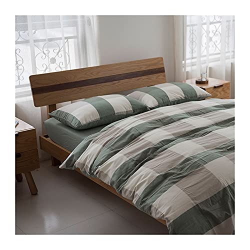 Housse de couette 220x240 coton lavé vert avec drap housse assorti