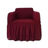 NICEEC 1-Piece Stretchable Easy Fit Sofa Cover Durable Furniture Slipcover in Country Style Made of Machine Washable and Quick-Drying Fabric for 1-seat Armchair(Chair,Wine Red)