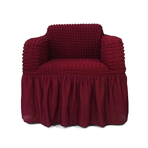 NICEEC 1-Piece Stretchable Easy Fit Sofa Cover Durable Furniture Slipcover in Country Style Made of Machine Washable and Quick-Drying Fabric for 1-seat Armchair(Chair,Wine Red)