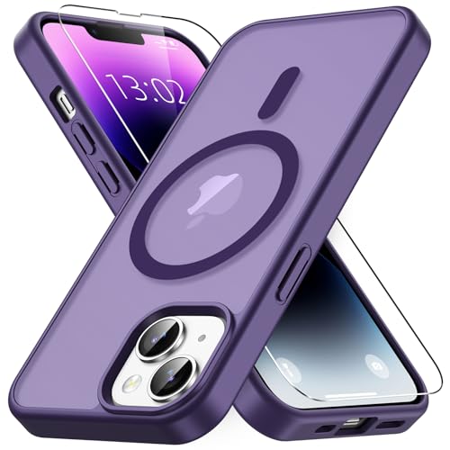Coque iPhone 14 magnétique antichoc fine translucide avec protège-écran