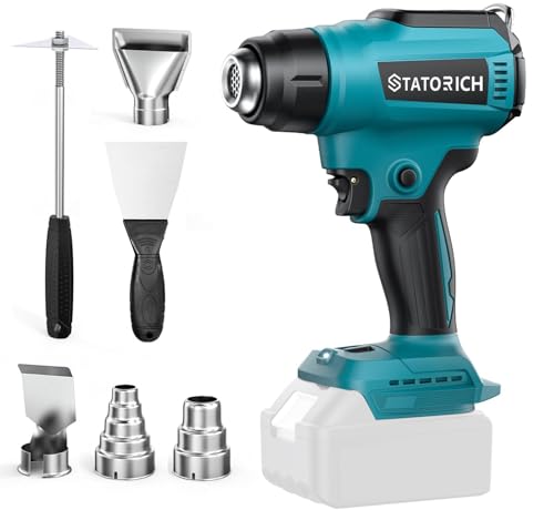 Akku Heißluftgebläse für Makita 18V Manuelle Heißluftpistole mit Digitalem LCD-Lichter 50 C - 550 C & Luftkontroll für DIY Basteln Abziehen(Ohne Akku)