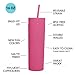 Sonoup Skinny Tumblers with Lids and Straws Bulk.Matte Pink Slim Tumbler Cups with Straws.16 oz Plastic Pastel Double Walled Acrylic Skinny Tumbler Set for Smoothie Ice Coffee.Customizable DIY Gift.