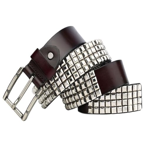 4 Rows Studded Belts Metal Punk Rock Rivet Waist Strap Grommet Threads Belt With Bright Metal Pyramid For Women Men2