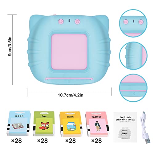 Talking Flash Cards Educational Toys - Talking Flashcards Learning Toys For Toddlers - Montessori Toys Flash Cards For Age 2 3 4 5 6 - Blue #TOP2