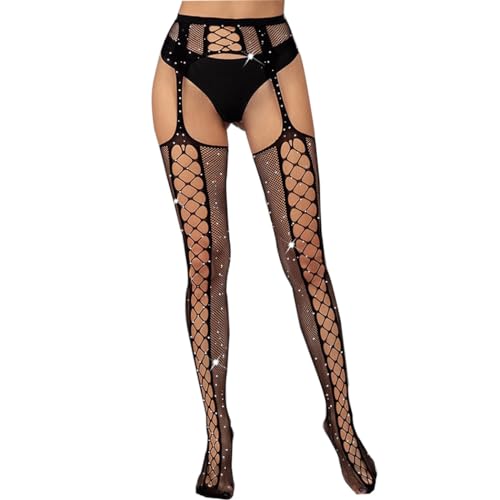 Image of Fishnet Stockings Lace Stockings Tights Fishnet Pantyhose Hollow Sexy Rhinsetone Stockings for Women
