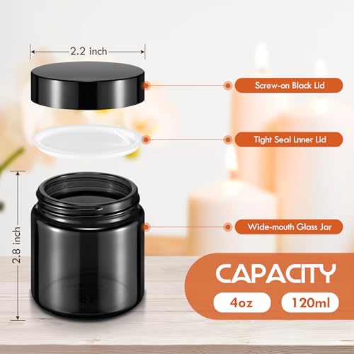 Image of Norme 48 Pcs 4 oz Glass Jars with Lids Cosmetic Jars, Black