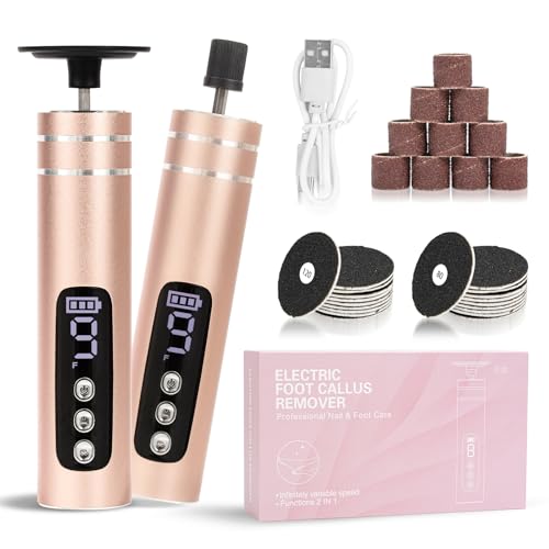 Bafiwu 5 in 1 Rapeuse Pieds Électrique Pieds & Ongles, Appareil Sans Fil Rechargeable, 9 Vitesses Réglables avec 30 Têtes de Remplacement - Lime de Pédicure & Manucure Portable pour Femme