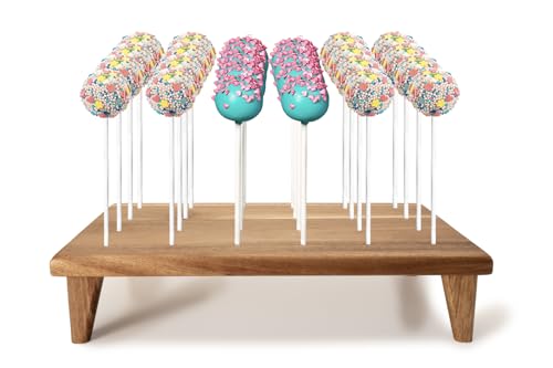 Acacia Wood Cake Pop Holder Stand 24 Holes Lollipop Display Stand Holder for Weddings Baby Showers Birthday Party Anniversaries Holiday Candy Decorative - Fit 5/32