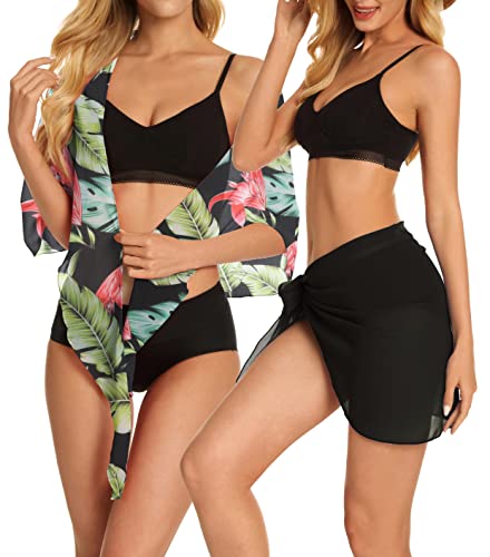 Image of CHICGAL 2 Pieces Women Beach Sarong Bathing Suit Wrap Skirt Sheer Bikini Swimsuit Cover Ups for Swimwear