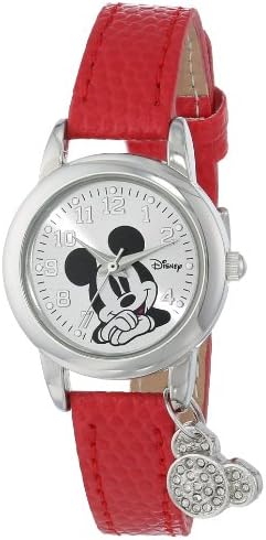 Disney Women's MK1042 Mickey Mouse Watch with Red Leather Band