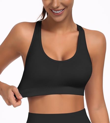 Image of MIRITY Padded Strappy Sports Bra for Women - with Dual Crossback and Adjustable Straps for Workout Gym