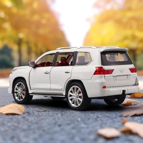 Image of Toy Cars Lexus 570 Boys Big Off-Road SUV Model Car，1 /24 Diecast Metal Car Toys ，with Lights Sound and Pull Back Toy Car，Toy Cars for Boys Age 4-7 (White)