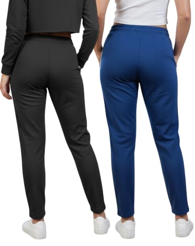 Image of Women Cotton Regular Fit Track Pants (Pack of 2)