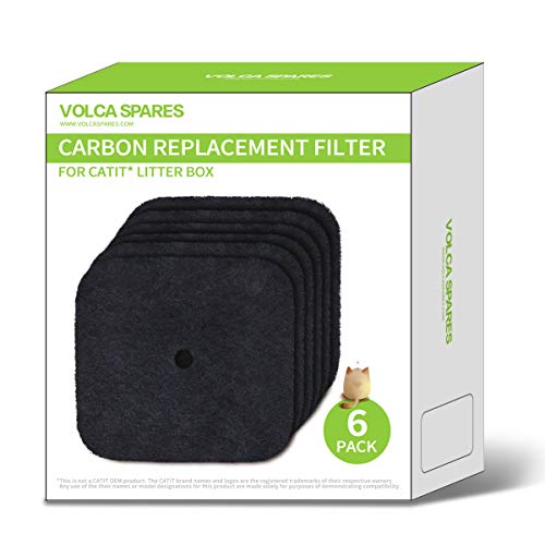 Volca Spares Carbon Replacement Filter for Catit Litter Box, Precut, Pack of 6