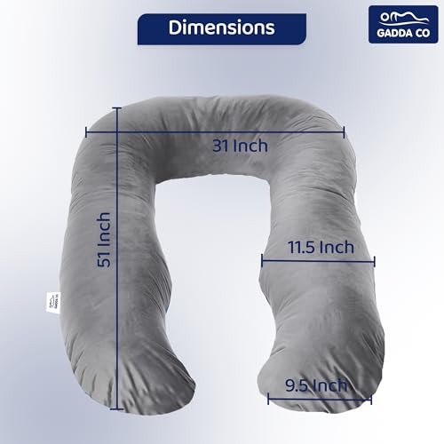 Image of GADDA CO Pregnancy Pillows for Sleeping U-Shape Full Body Pillow and Maternity Support - for Back, HIPS, Legs, Belly for Pregnant Women with Removable Washable Velvet Cover (Grey)