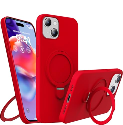 Coque antichoc iPhone 16 silicone liquide MagSafe rouge