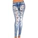 Amybria Women's Skinny Jeggings Stretchy Slim Denim Look Leggings Trousers Blue