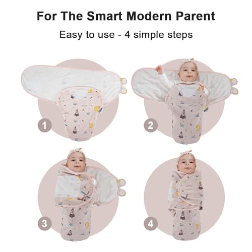Image of HOUSBAY Baby Swaddle Blanket Boy Girl,Super Soft Material Newborn Adjustable Swaddles 2-Way Zipper Sleep Sack 1 Pack 0-3Months(Fairytale)