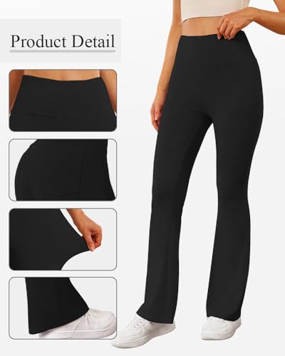 Womens High Waisted Flare Yoga Pants with Pockets Soft Stretchy Workout Athletic Pants Comfy Pajama Buttoms4