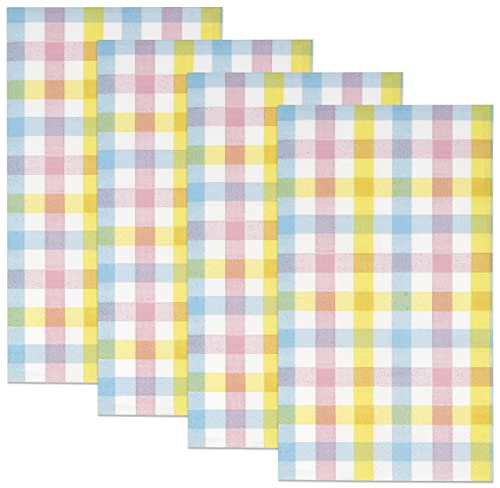 100 Easter Buffalo Plaid Guest Napkins Disposable Paper Pink Blue & Yellow Pastel Checkered Gingham Dinner Hand Napkin Towel For Home Bathroom Powder Room Wedding Spring Holiday Party Decorative Towel #TOP3