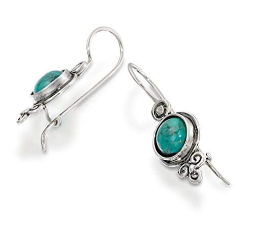 Boucles d'oreilles turquoises anti perte en argent sterling vieilli robuste - 6