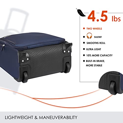 Image of Verage 2 Wheels Underseat Luggage, Navy, Rolling