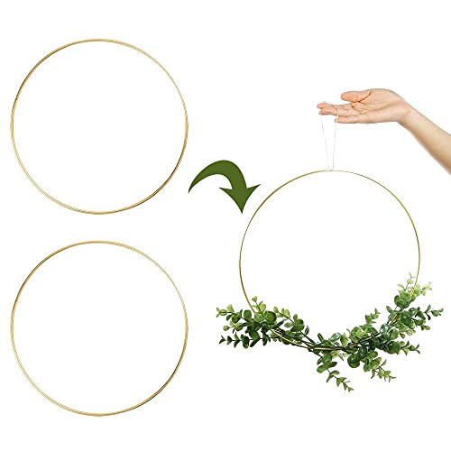 2 Pack 16Inch/14/12/10/8/6/4Inch Metal Floral Hoop Wreath Macrame Gold Craft Hoop Rings For Making Wedding Wreath Decor, Dream Catcher And Diy Wall Hanging Crafts (4 Inch/10Cm) #TOP3