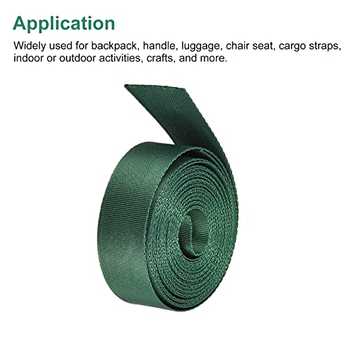 Image of MECCANIXITY Flat Nylon Webbing Strap 1 Inch 4 Yards Green for Backpack, Cargo Strap, Luggage-rack
