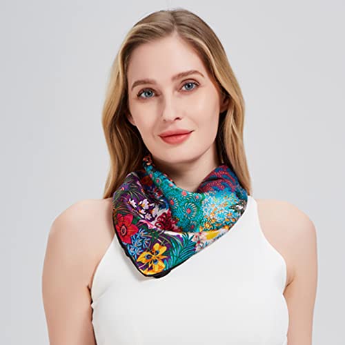Aufeel Women's 100% Pure Mulberry Silk Small Square Scarf - Neckerchief Women - Silk Headscarf - 21" X 21" (Zebra) #TOP1