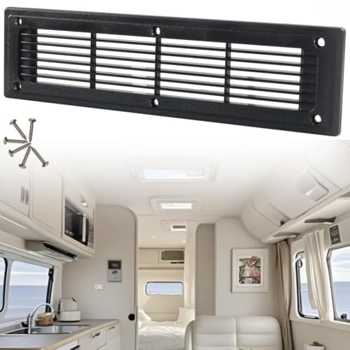 RichVibe Panel de ventilación de aire acondicionado para autobuses y caravanas, salida de refrigeración y calefacción ABS de 300 mm x 80 mm con 6 tornillos, para un control compacto del flujo de aire