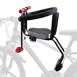 Child Bike Seat with Protective Bar | Child Safety Carrier Front Mount Baby Seat with Armrest and Foot Pedals | Adjustable Safety Seat for Kids Infant Toddler (UP to 41 kg) (Black-New)