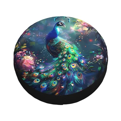 Image of Beautiful Peacock Spare Tire Cover Weatherproof Universal Wheel Protectors Wheel Covers for Rv Camper Travel Trailer SUV Truck 15 Inch