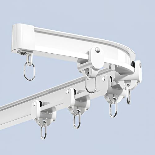 Flexible Bay Window Curtain Track, Bendable Ceiling Drapery Rod for Corner Rooms, Heavy-Duty Wall-Mounted Pole, Ideal for Bedroom, Living Room, Balcony (135cm/4.42ft)