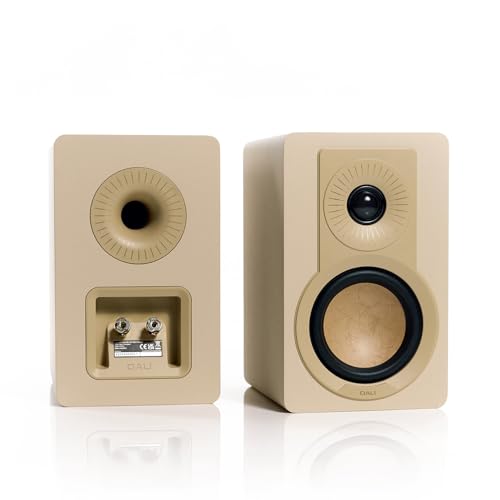 Image of DALI KUPID Premium Compact Passive Hi-Fi Bookshelf Speakers, 2-Way Design with 4.5 inch Woofer & 1 inch Tweeter, Includes Wall Mount (Pair) - Caramel White