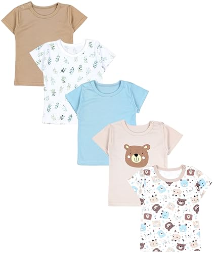 TupTam Camiseta Manga Corta para Bebé, Pack de 5, El Oso Deja el Iceberg Beige, 98